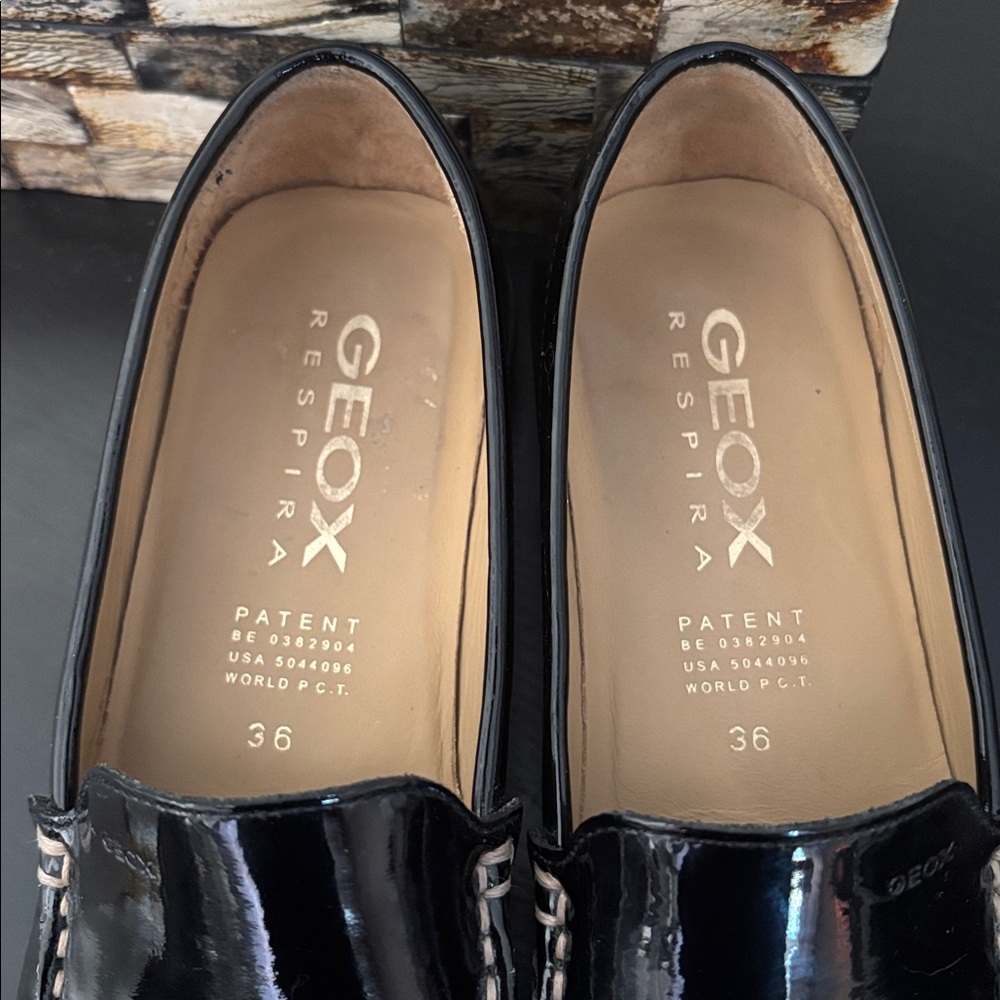 GEOX (6) Respira Patent Loafers Leather Black Slip On Stitching Non-Slip EU 36 - Picture 9 of 15